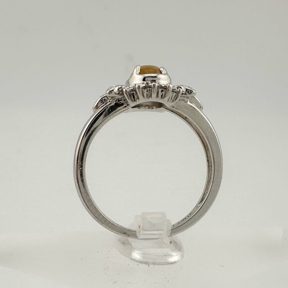 Natural Cabochon Australian Opal Ring  with Small Diamond Size 7 - Picture 5 of 16